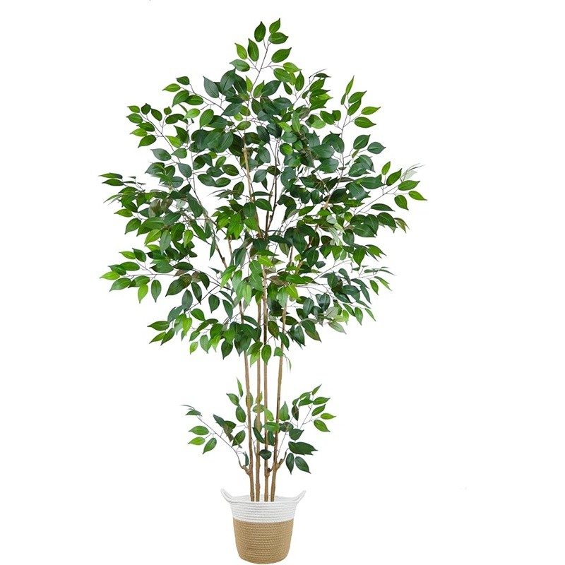Artificial Ficus Tree W/ Woven Basket Realistic Indoor Outdoor Decor 72 Inch New