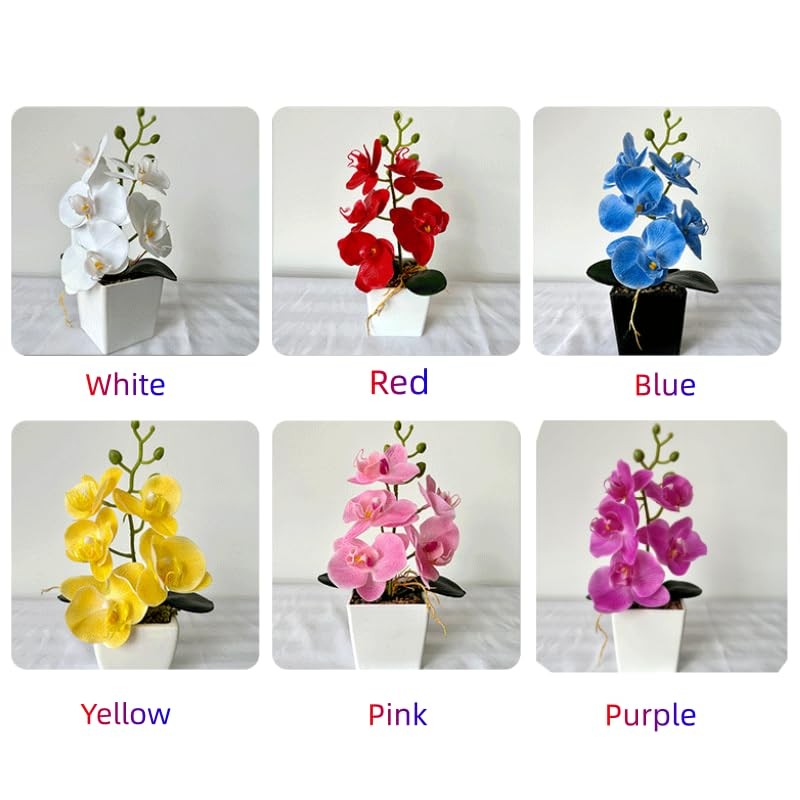 2 Pack Artificial Orchid Flowers with Vase,10 Inches Artificial Plant Bonsai …