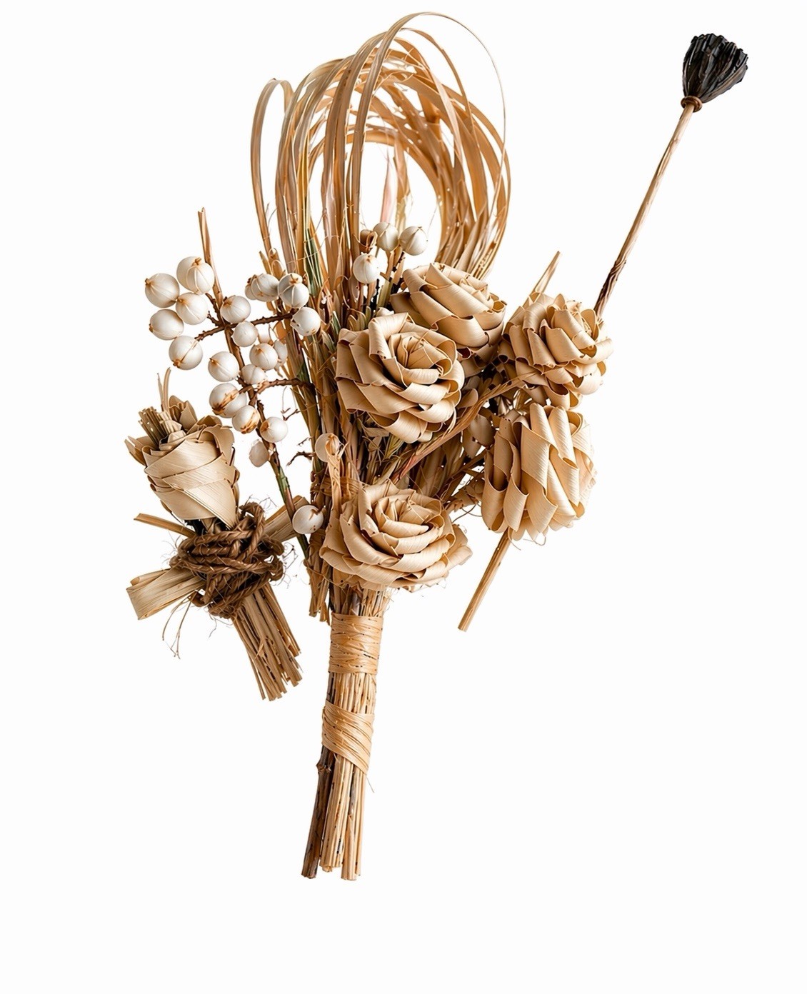 VTG Handmade Dried Palm Flower Bundle Natural Boho Floral Rustic Coastal Decor