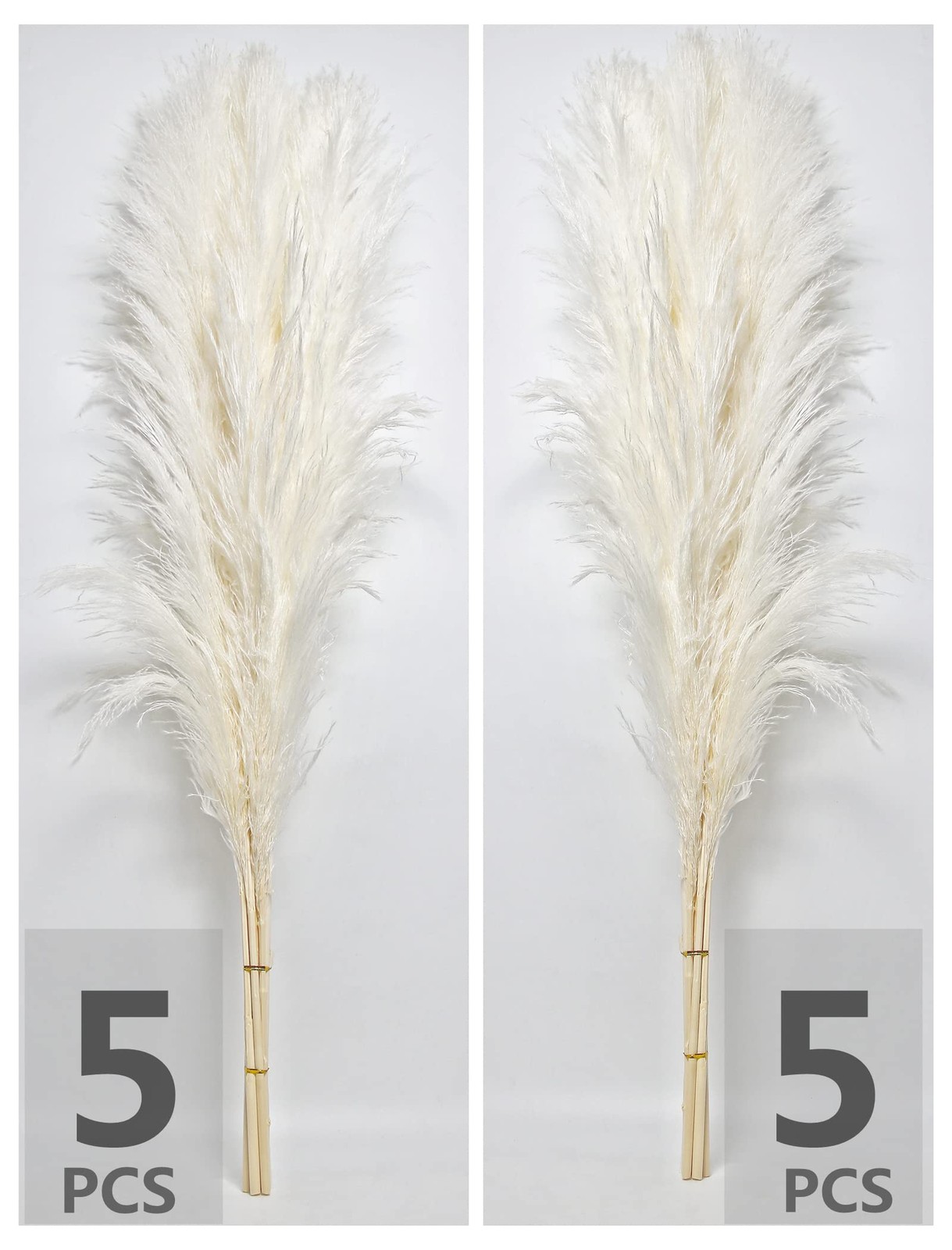 10 Stems 46″ inch White Pampas Grass Decor Tall Large Pompas Boho Neutral Home