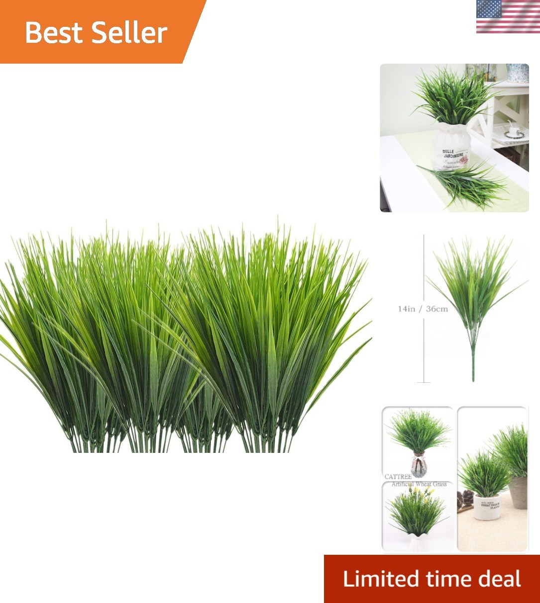 Elegant 8-Pack Artificial Wheat Grass for Effortless Home and Wedding Decor