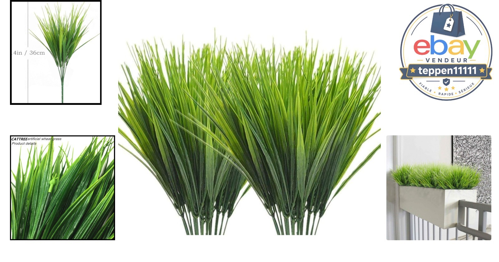 Artificial Wheat Grass 5 pcs Fake Green Leaves Indoor Outdoor Decoration