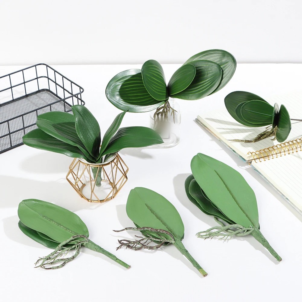 2pcs Simulated Phalaenopsis Orchid Leaves (PU Phalaenopsis Orchid Leaves)