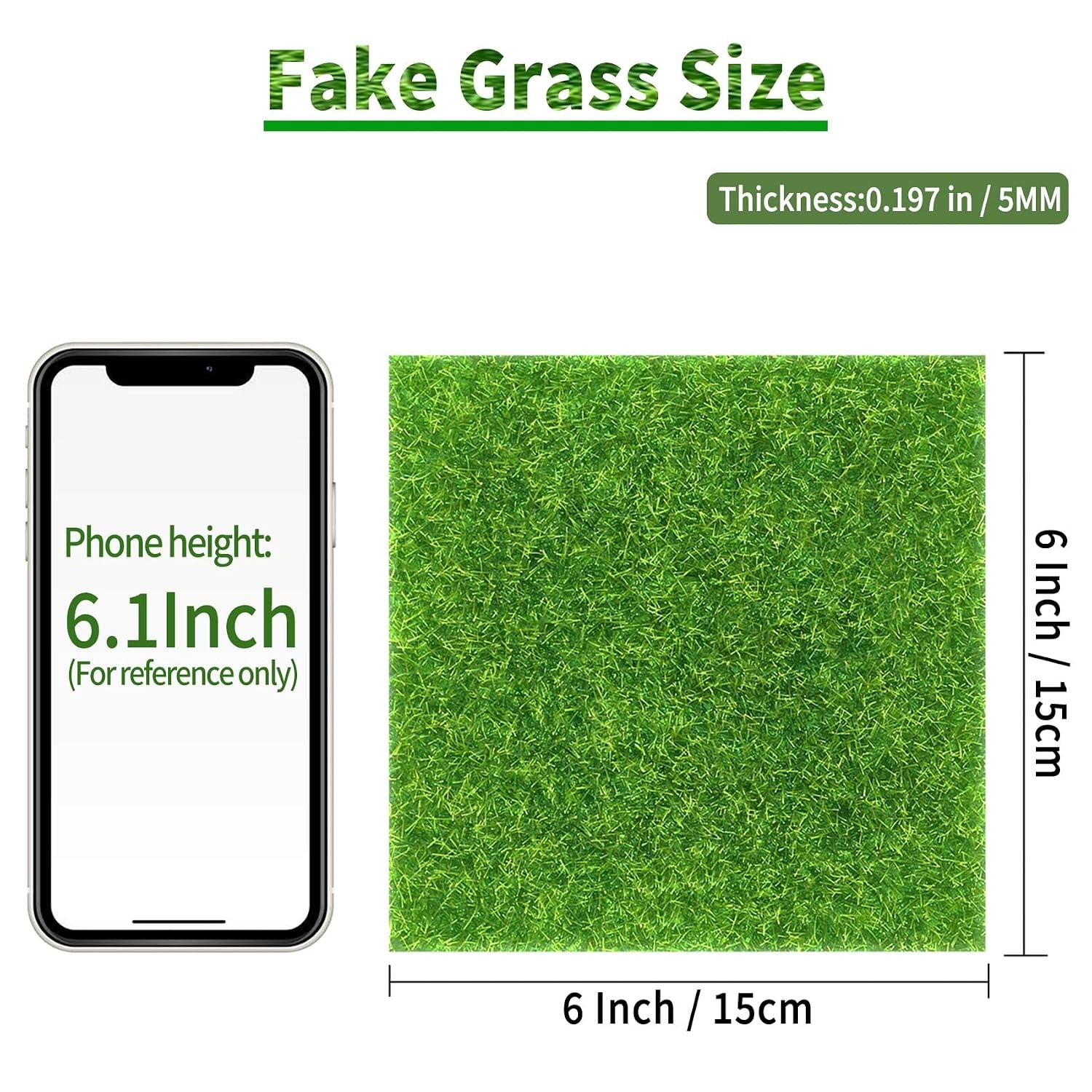 6 Pieces of 6×6 Inches Fake Grass for Crafts – Artificial Grass – DIY Mini Garde