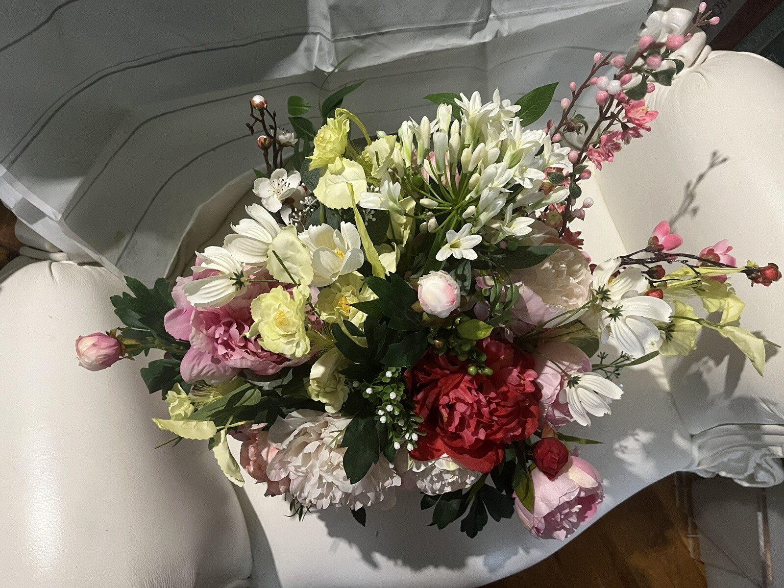 Custom made Lush Luxurious flower arrangements In a Mid century Ribbed Vase