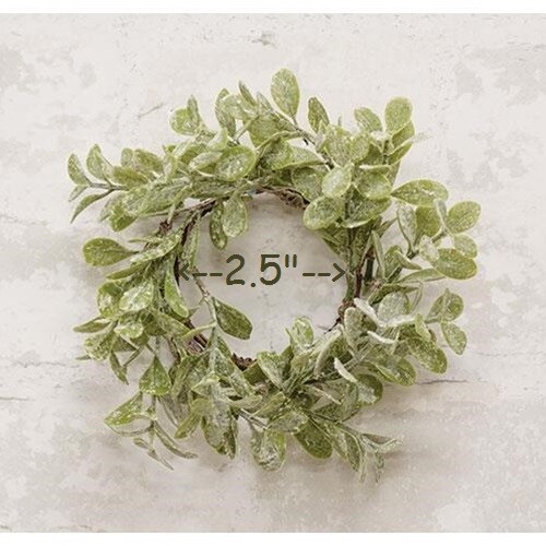 NEW LAUREL Candle Ring FLOCKED in White Snowy Look 2.5″ Opening Christmas 6″-8″W