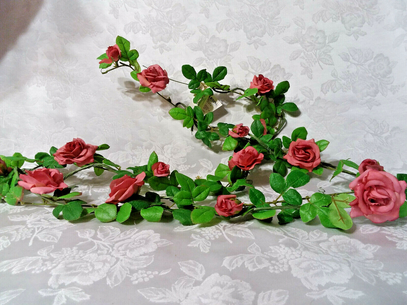 Home Interiors Petite Pink Mauve Wild Rose Garland/Wired/6 Feet Long/ New