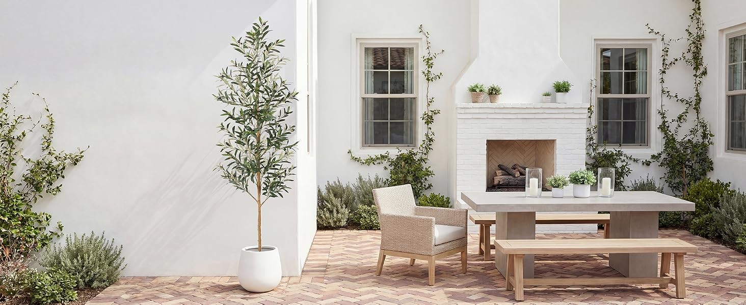 7FT Olive Trees Artificial Indoor, Tall Faux Olive Tree 7FT (84in) with Natural