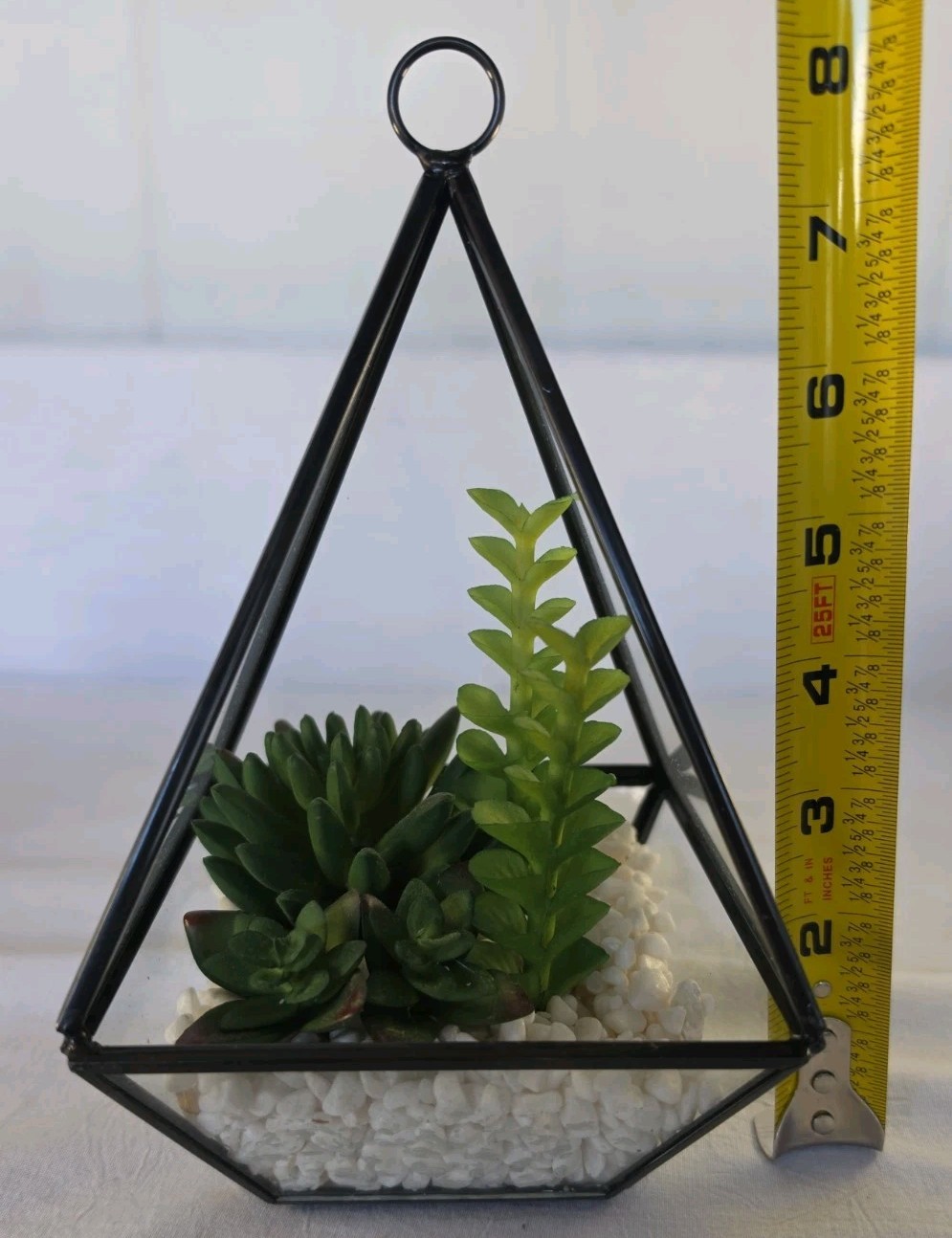 Geometric Pyramid Terrarium Hanging/Tabletop Planter Artificial Succulents