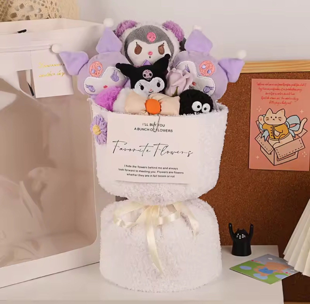 Hello Kitty My Melody Kuromi Cinnamoroll Plush Flower Bouquet Floral Arrangement