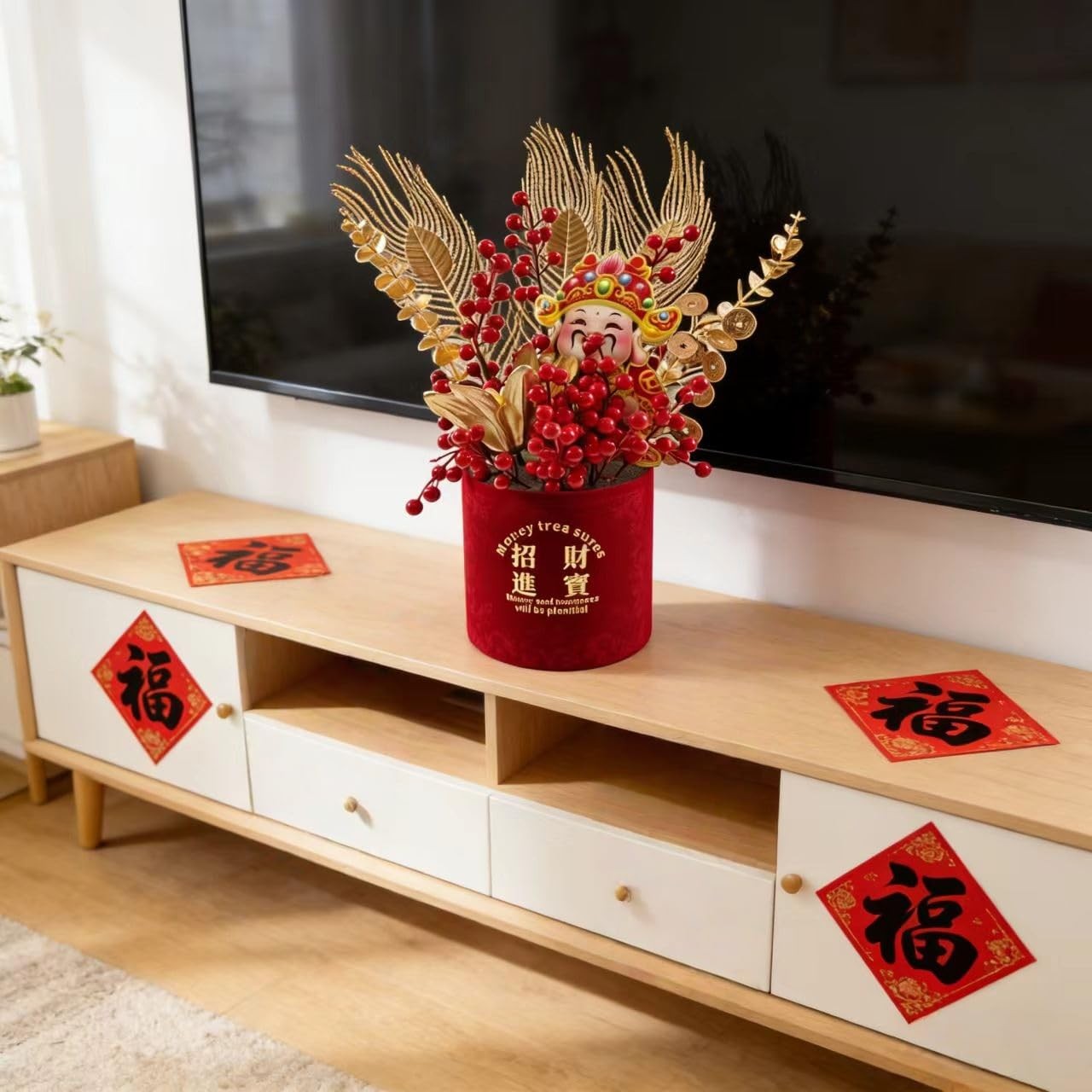 Chinese New Year Fu Bucket, 2026 Spring Festival Fu Character Artificial Bran…