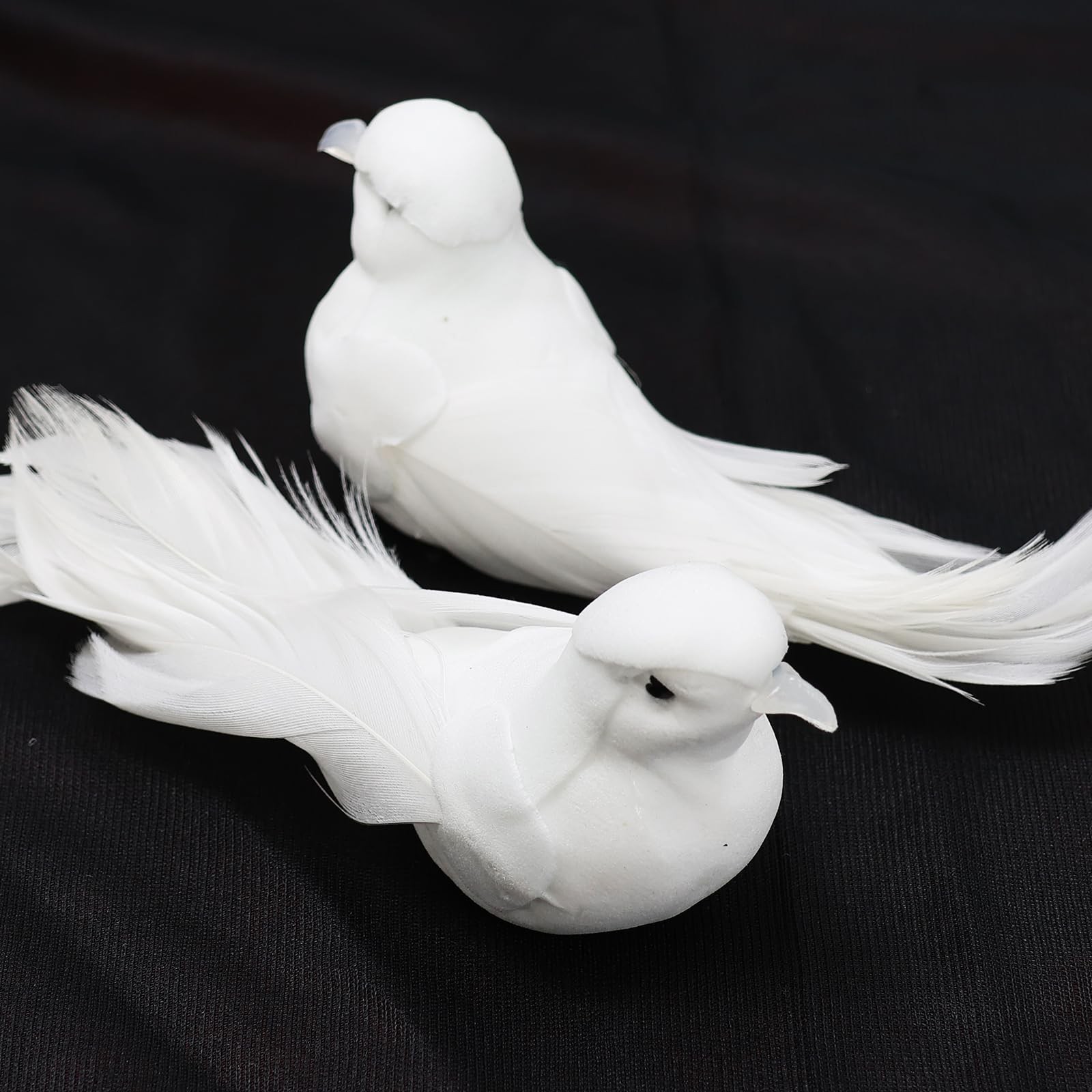 Yalulu 2Pcs Decorative Fake Doves Artificial Foam Feather White Birds with Magne