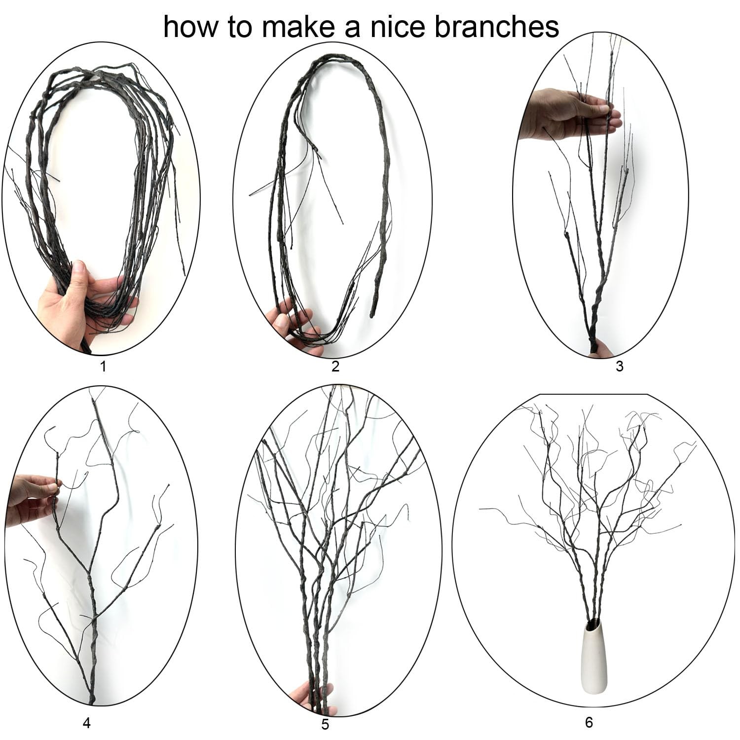 3Pcs 37″ Lifelike Curly Branches Dry Artificial Twigs Fake Plants Bendable St…