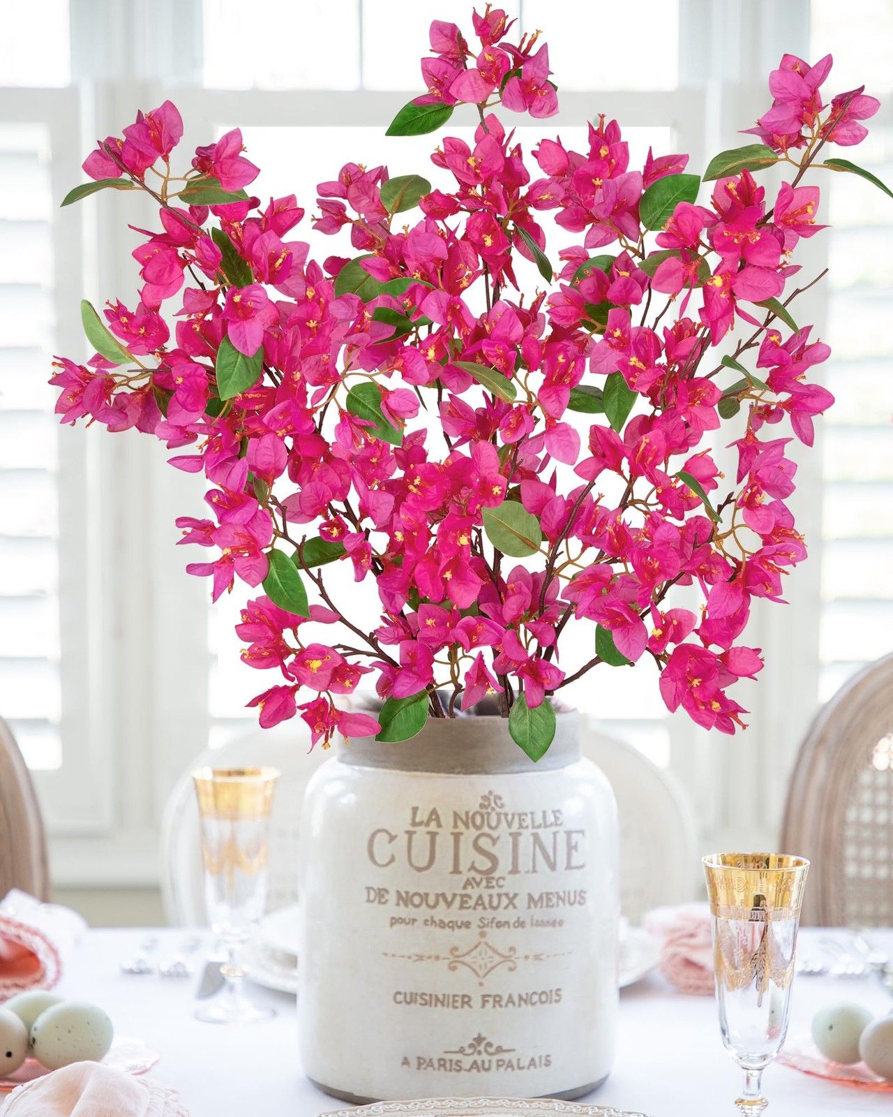 3PCS Bougainvillea Artificial Flowers 37.4in Long Stem Silk Bougainvillea Flo…