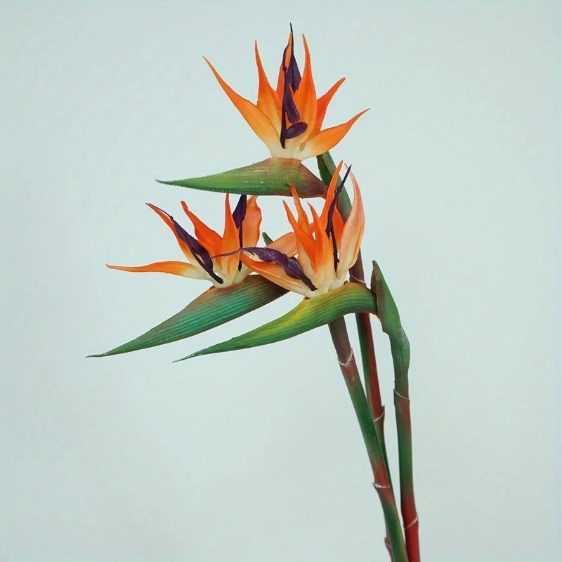 3pcs Artificial Bird Of Paradise Flowers Rubber Strelitzia 24.5” Long Stem Flow