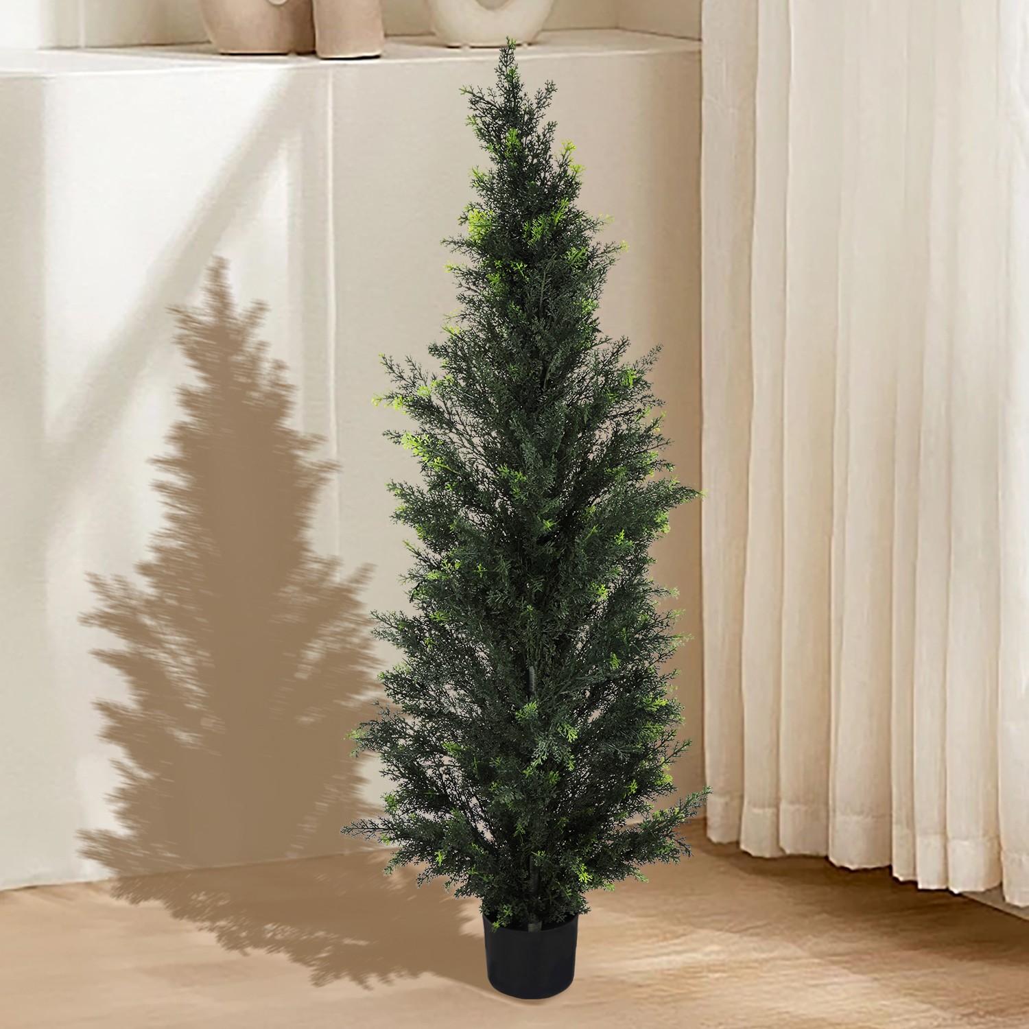3’4’5′ Artificial Cedar Topiary Trees Home Decor In/Outdoor Faux Plant 1/2 Pack