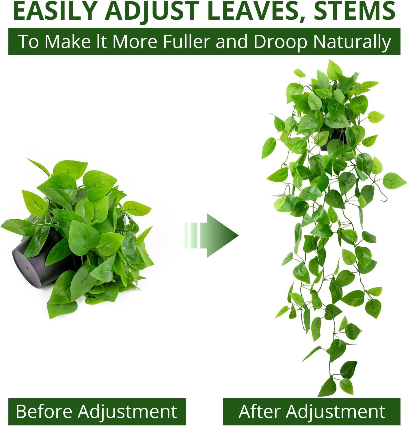 Compact 39in Faux Pothos Hanging Plant for Effortless Indoor/Outdoor Aesthetic