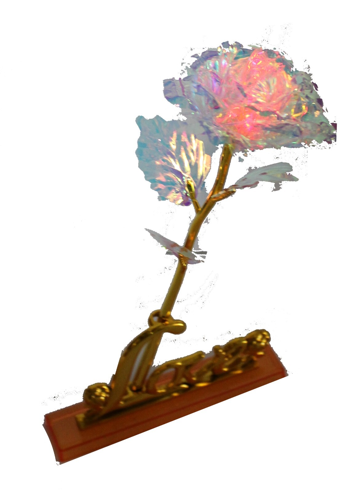 Mothers Day Light Up Rose Flower in Love Stand Great Gift Valentines Anniversary