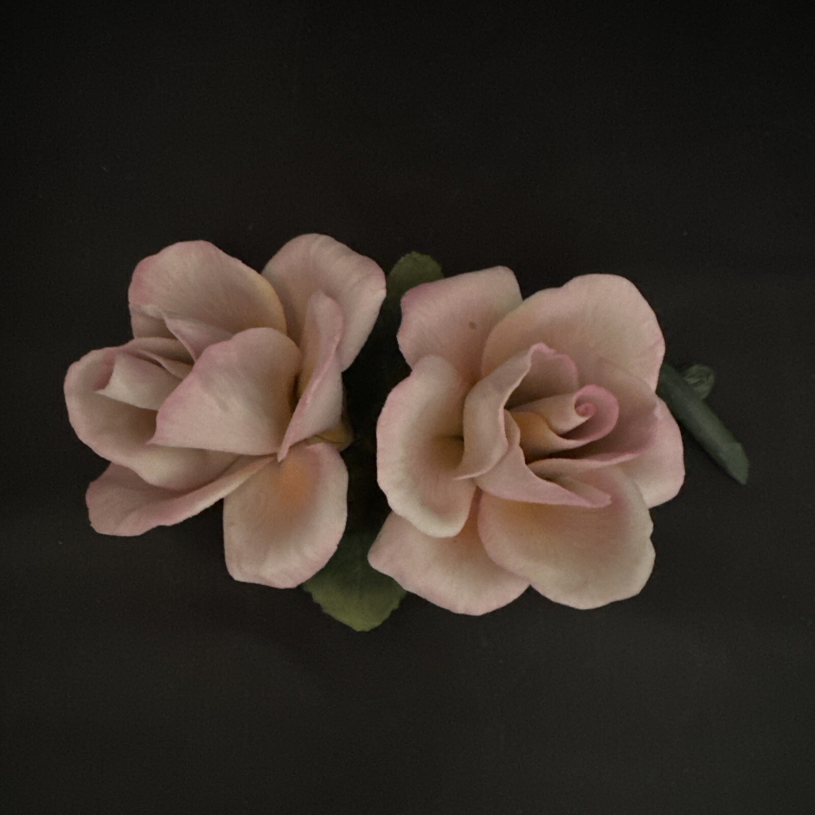 CAPODIMONTE PORCELAIN DOUBLE PINK ROSES BY NAPOLEON OF ITALY