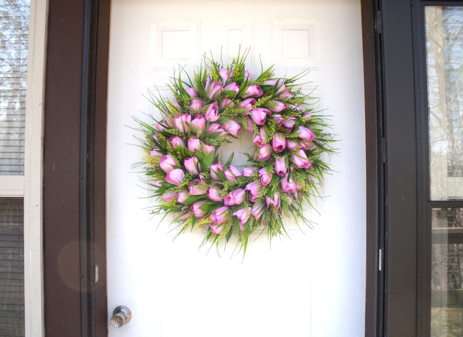 Pink Tulip Wreath, Spring Door/Wall Any Season Mother’s Day Wreath