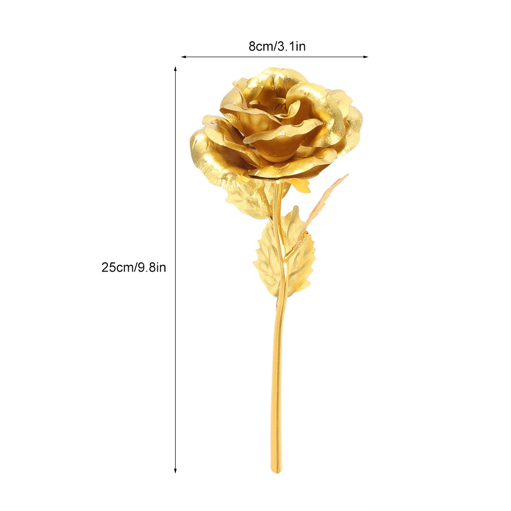 (Golden)24K Gold Foil Flower Artificial Rose Valentine Day Romantic Gift