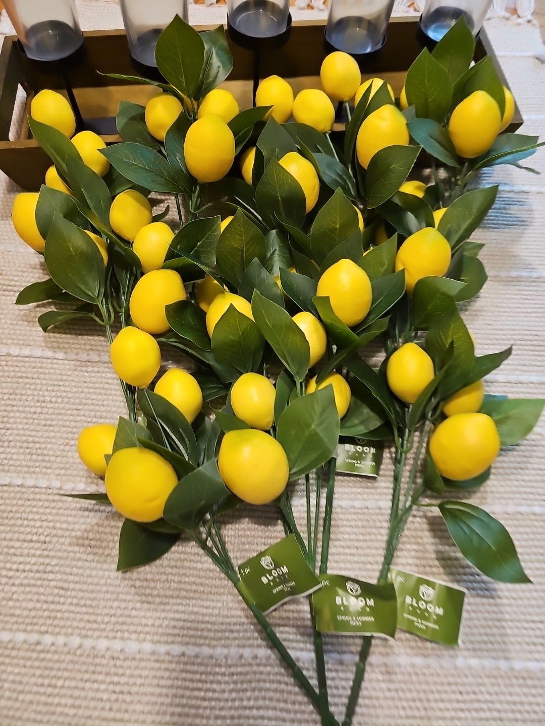 12 NEW 11″ SPRING SUMMER LEMON LEAVES Floral Pick Decor FRUIT YELLOW FREE SHIP