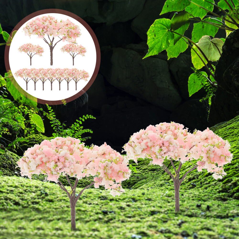 10PCS Artificial Cherry Blossom Trees Mini Lifelike Cherry Blossom Mini Trees