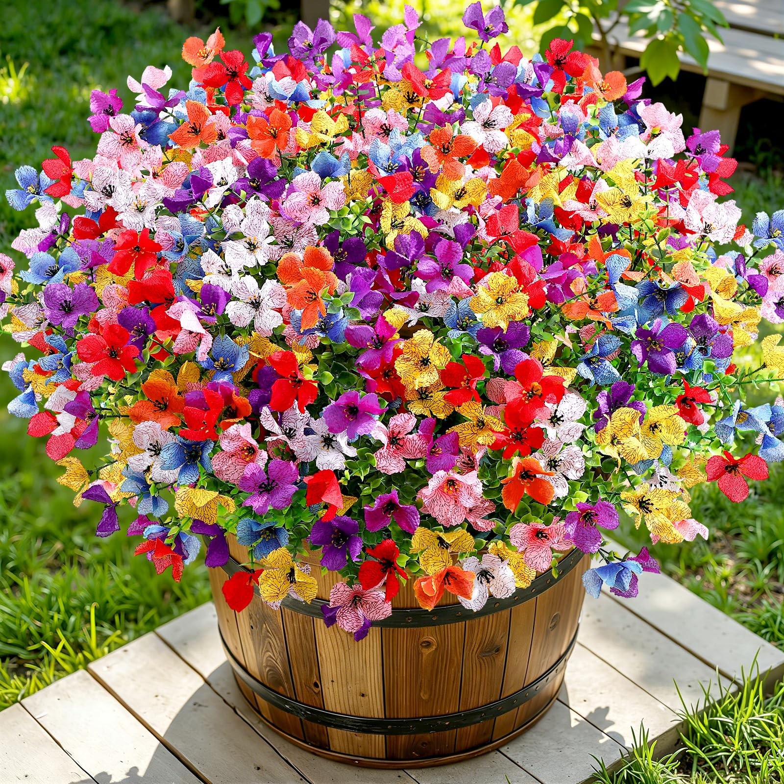 SHareconn 40 Bundles Artificial Flowers Outdoors Decoration, Fake Silk mums E…