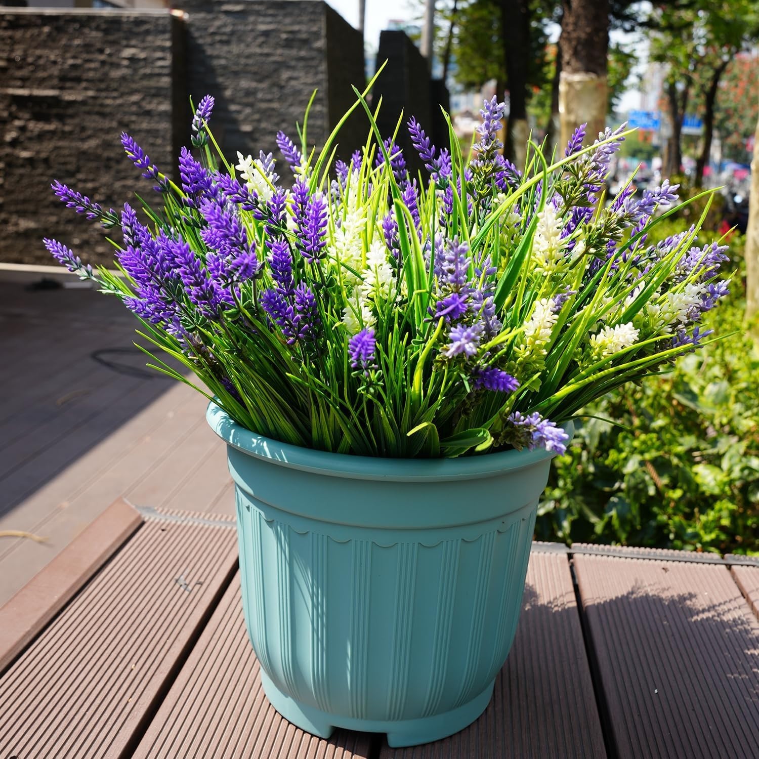 20 Artificial Plants Outdoor, UV Resistant Fake Flowers, Home Decoration Purple
