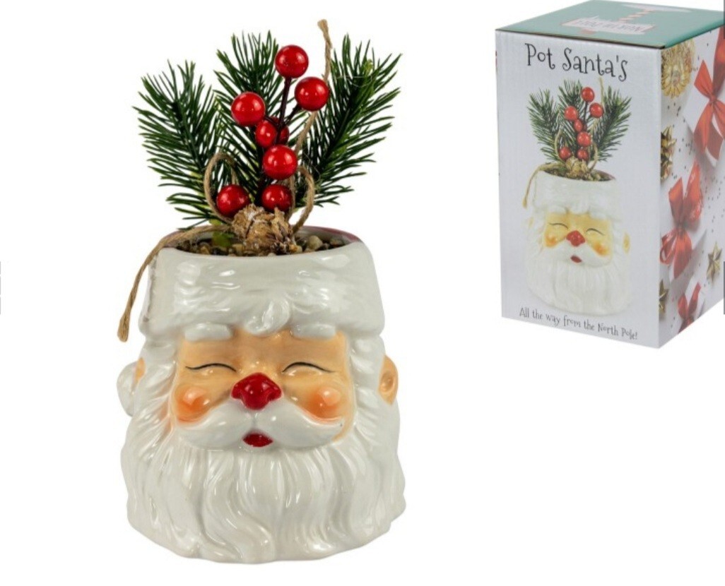 11cm Santa Pot Xmas Berry Plant Christmas Artificial Flower Decor Potted Gift
