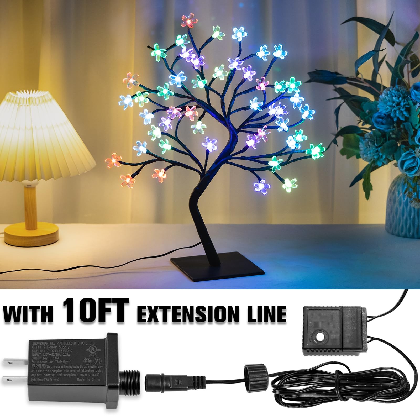Lighted Cherry Blossom Tree 48 LED 16 Color Changing PlugIn Bonsai Lamp