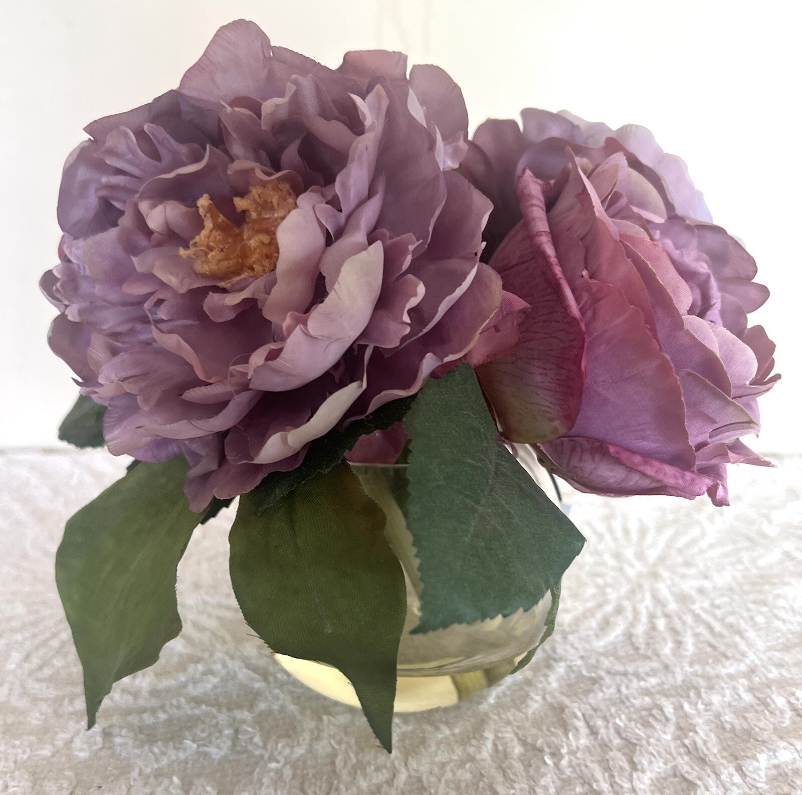 Cabbage Rose Dusty Pink Mauve Purple Faux Floral Flower Arrangement Decor New