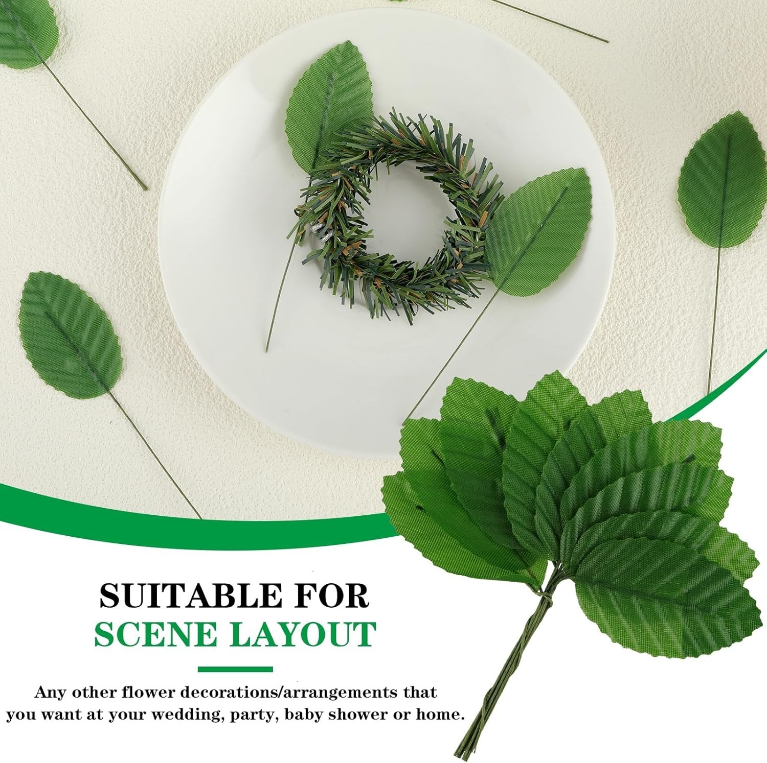 Elegant Bulk Artificial Leaves Set: 200 Pcs in Dark Green, Green & Silver