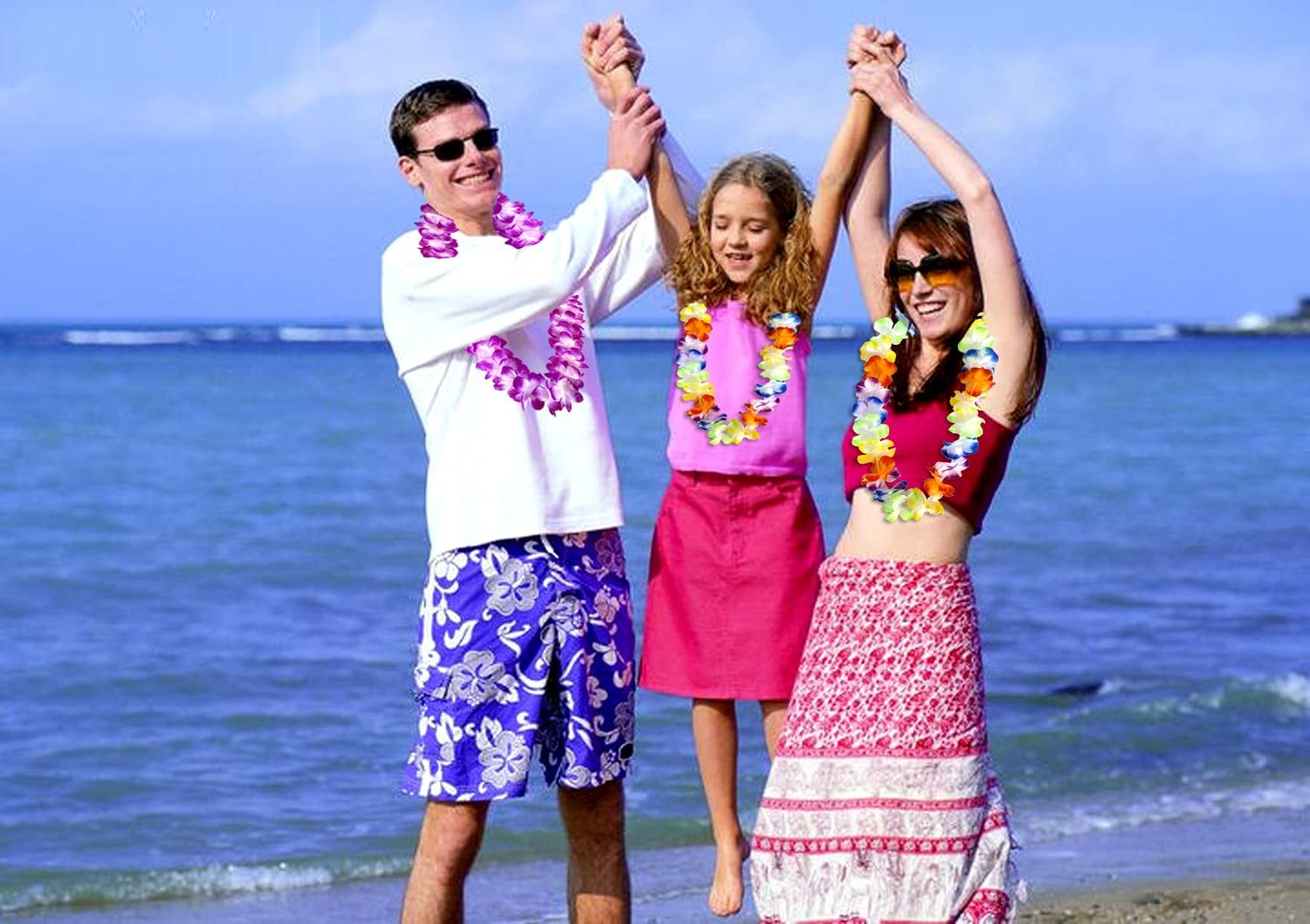 Hawaiian Leis 50 PCS Hawaii Flower Leis for Tropical Luau Party Decorations