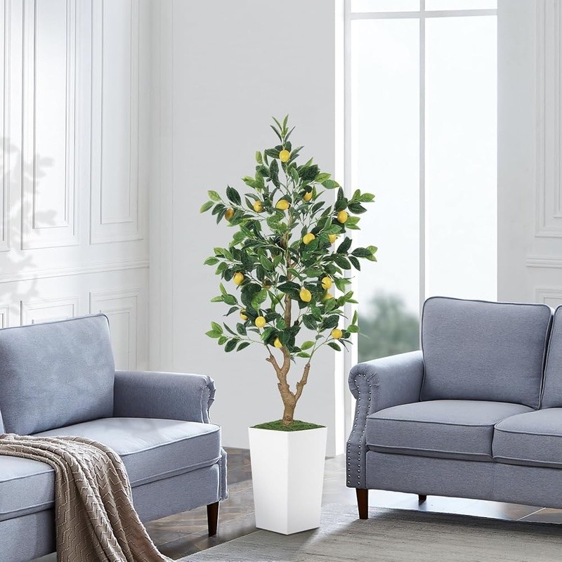 5FT Artificial Lemon Tree W/ Planter Indoor Outdoor Faux Plant Home Decor New