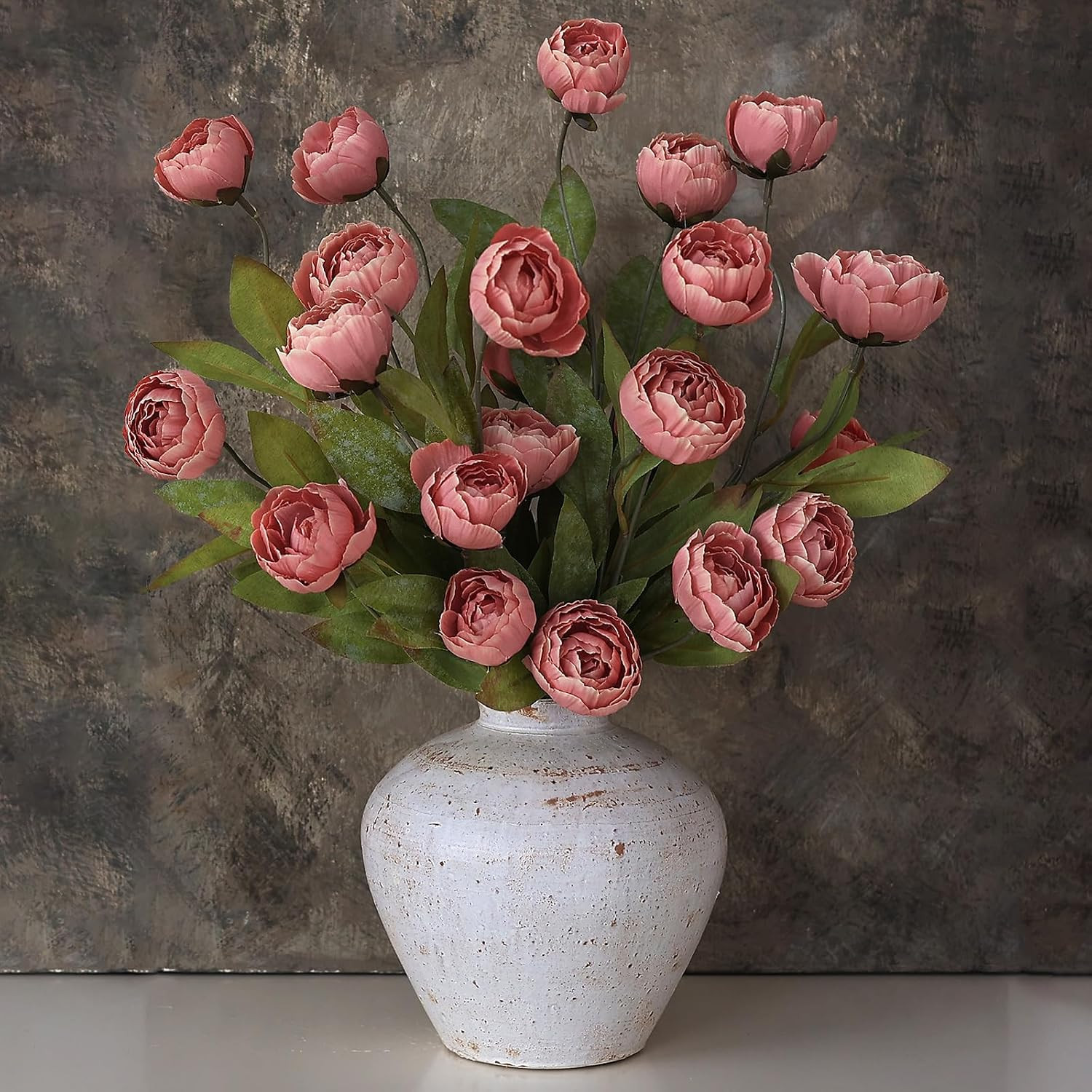 12 Pcs Faux Silk Peony Artificial Flowers for Vase -27″, Bulk Fake Peonies Branc