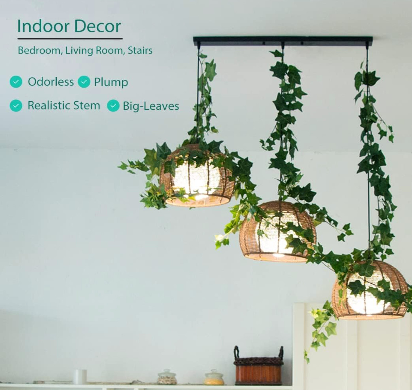 Artificial Ivy Garland — 6 Ft | Faux Leaf Vine | Home & Event Decor