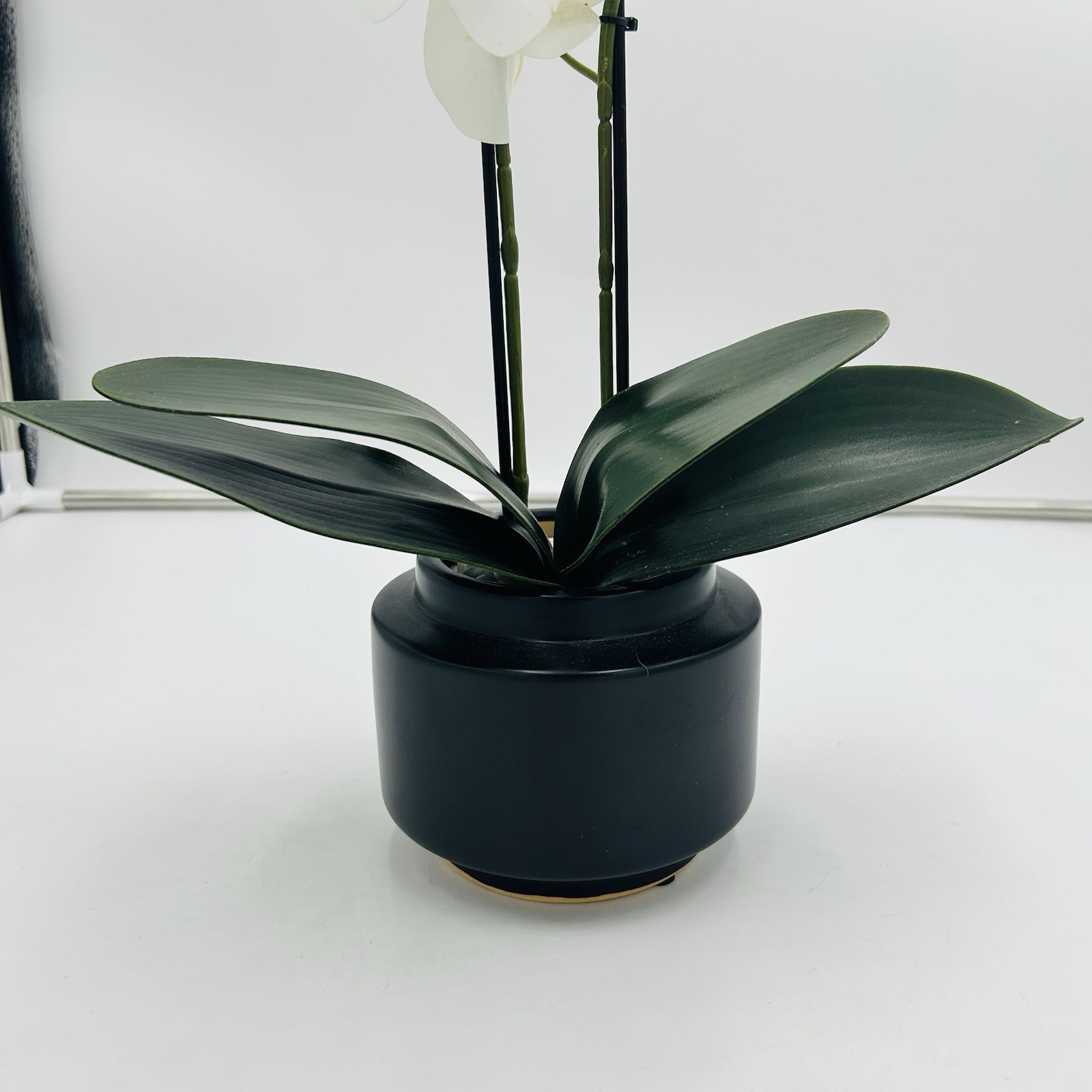 White Phalaenopsis 19″ Orchid Artificial Flowers with Black Vase Arrangement