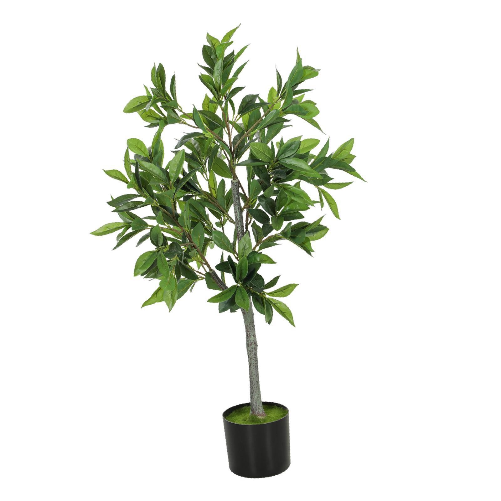Artificial Potted Laurel Tree Realistic Greenery Plant Decor Flowers for Modern