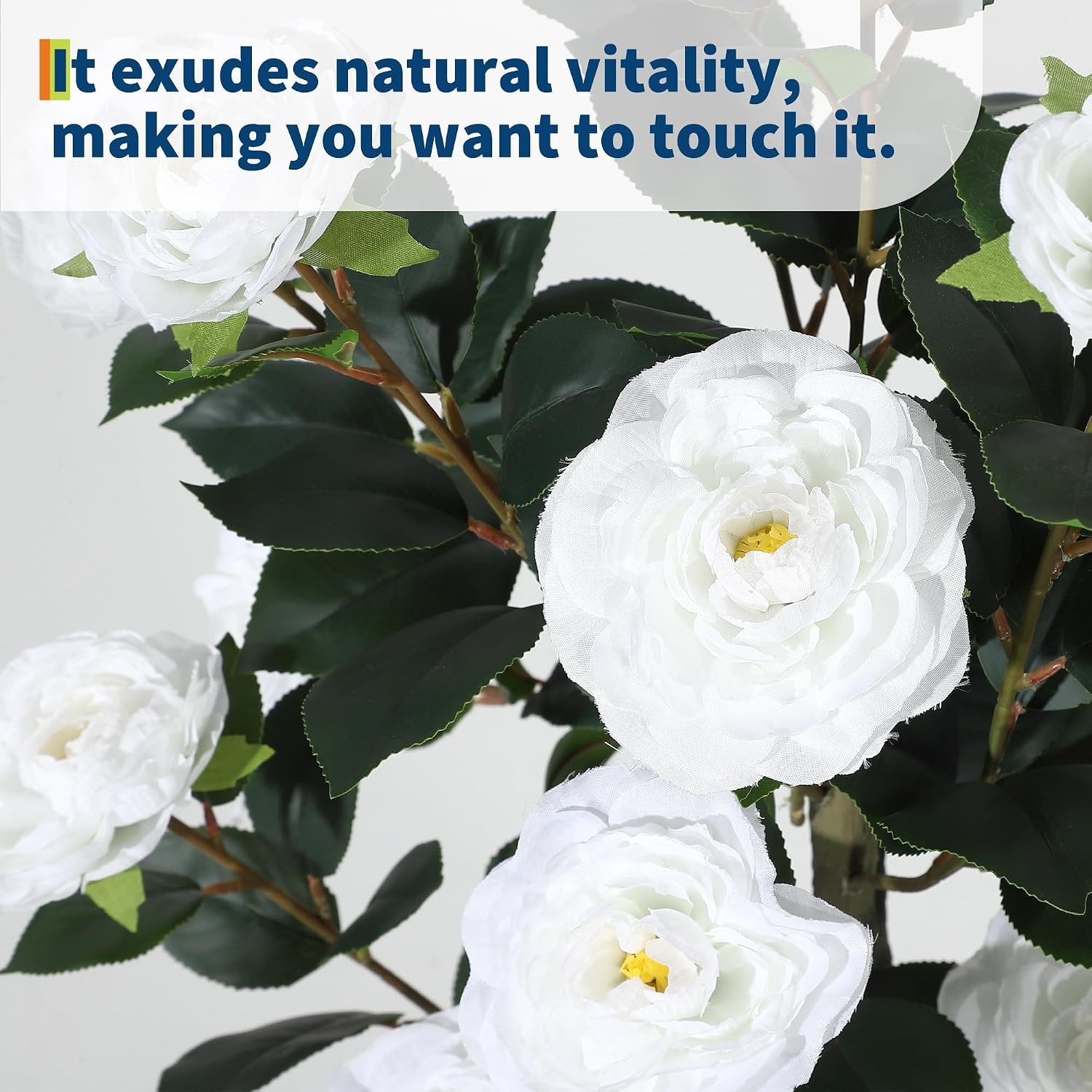 5FT Artificial Camellia Tree Faux White Camellia Plant in Pot for Home Outdoor