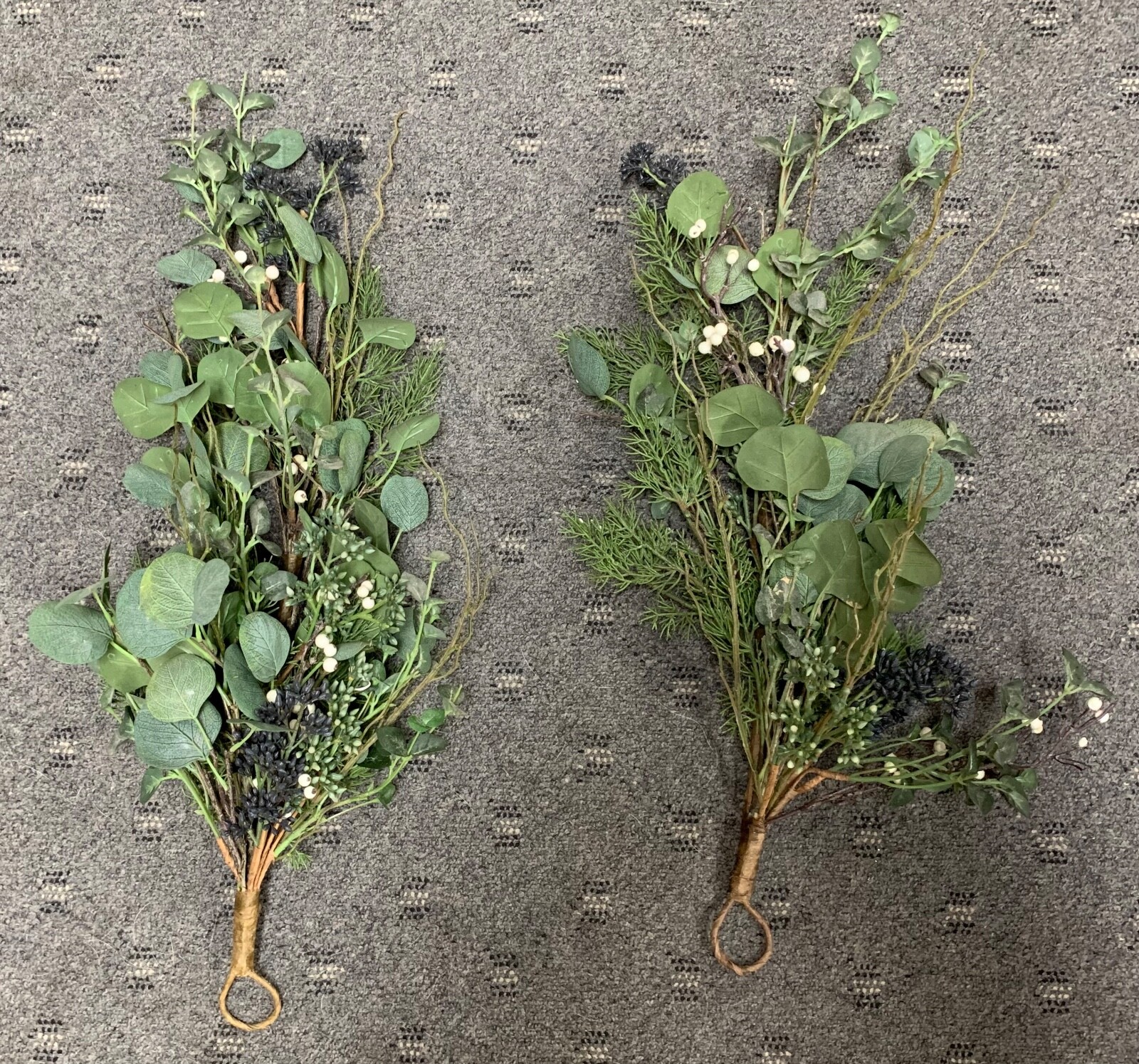 Artificial Greenery Stems 11″ Tall Faux Leafy Green Lot of 2 ~ Approx 28″ Tall