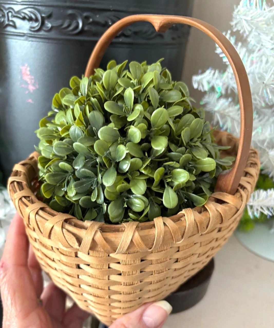 4.5″ Green FAUX BOXWOOD ORB Ball GREENERY Topiary Decor Plant Plastic