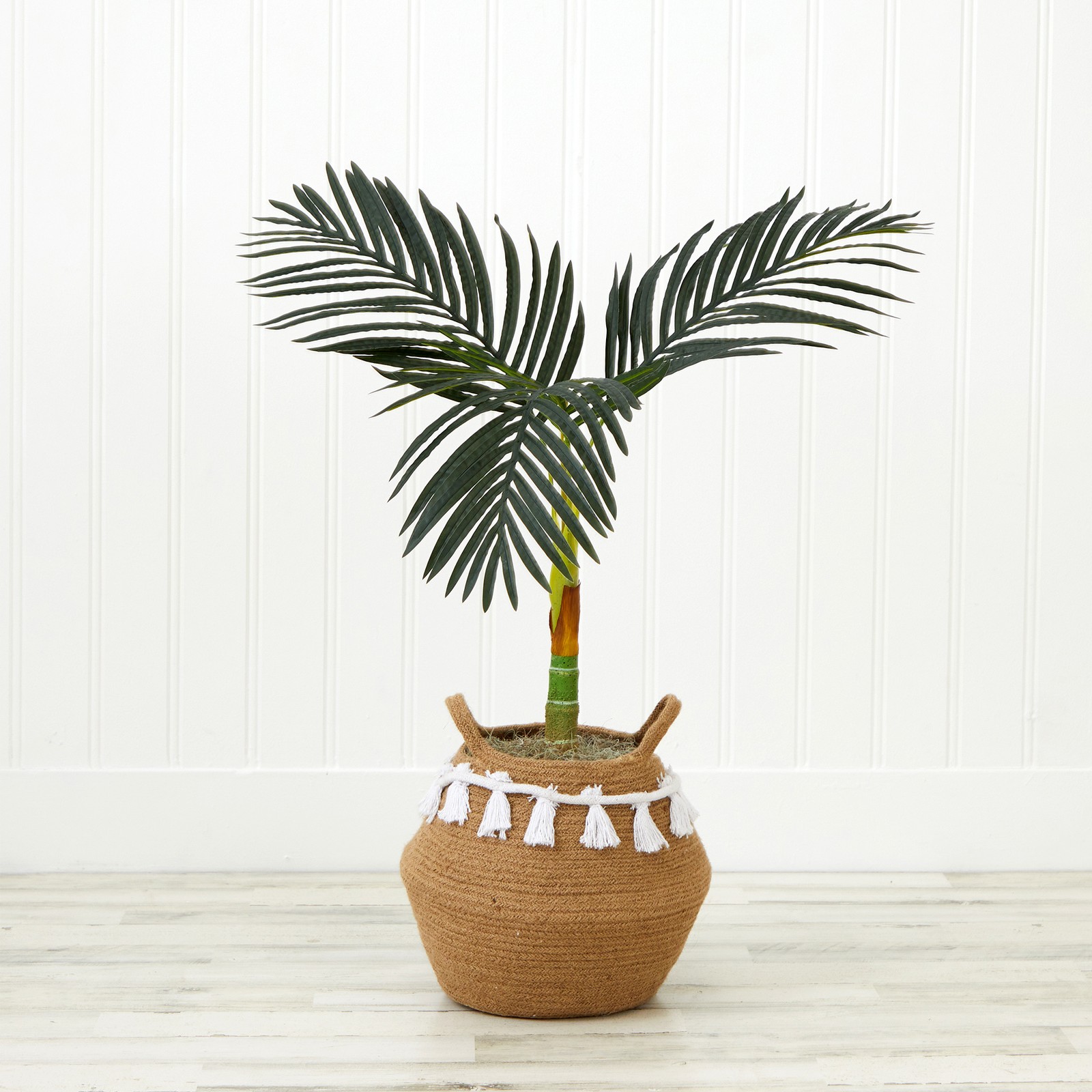 Nearly Natural 3ft Artificial Golden Cane Palm Tree (No Pot) in Green