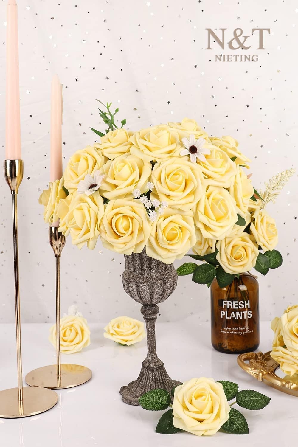 Realistic Handmade 25Pcs Yellow Roses – Perfect for Weddings & Parties