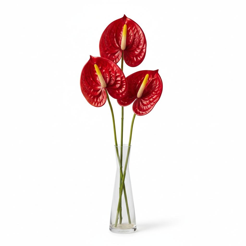 Red Artificial Anthurium Stems 23 Inch Faux Tropical Flowers Modern Home Decor