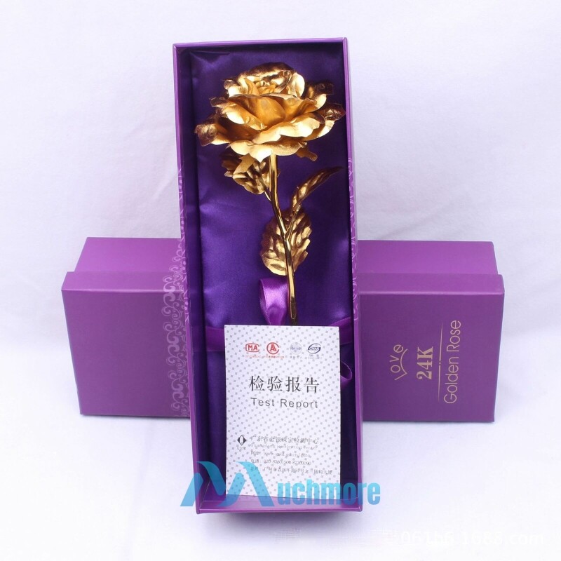 24K Gold Plated Dipped Rose Flower in Glass Dome Romantic Gift Love for Mom Girl