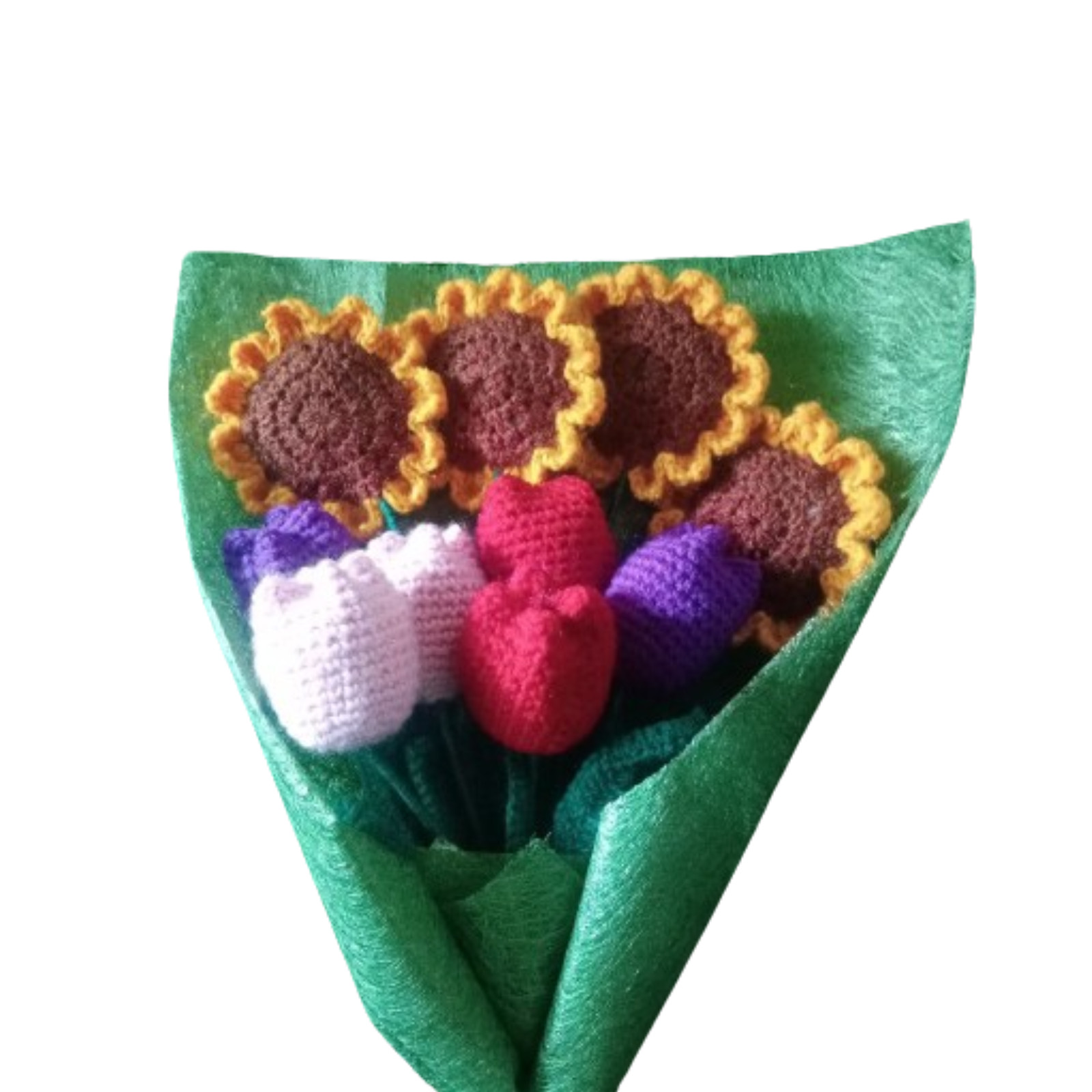 Hand Knitted Flower Wool Yarn Crochet Flowers Hand Woven Bouquet Wedding Home