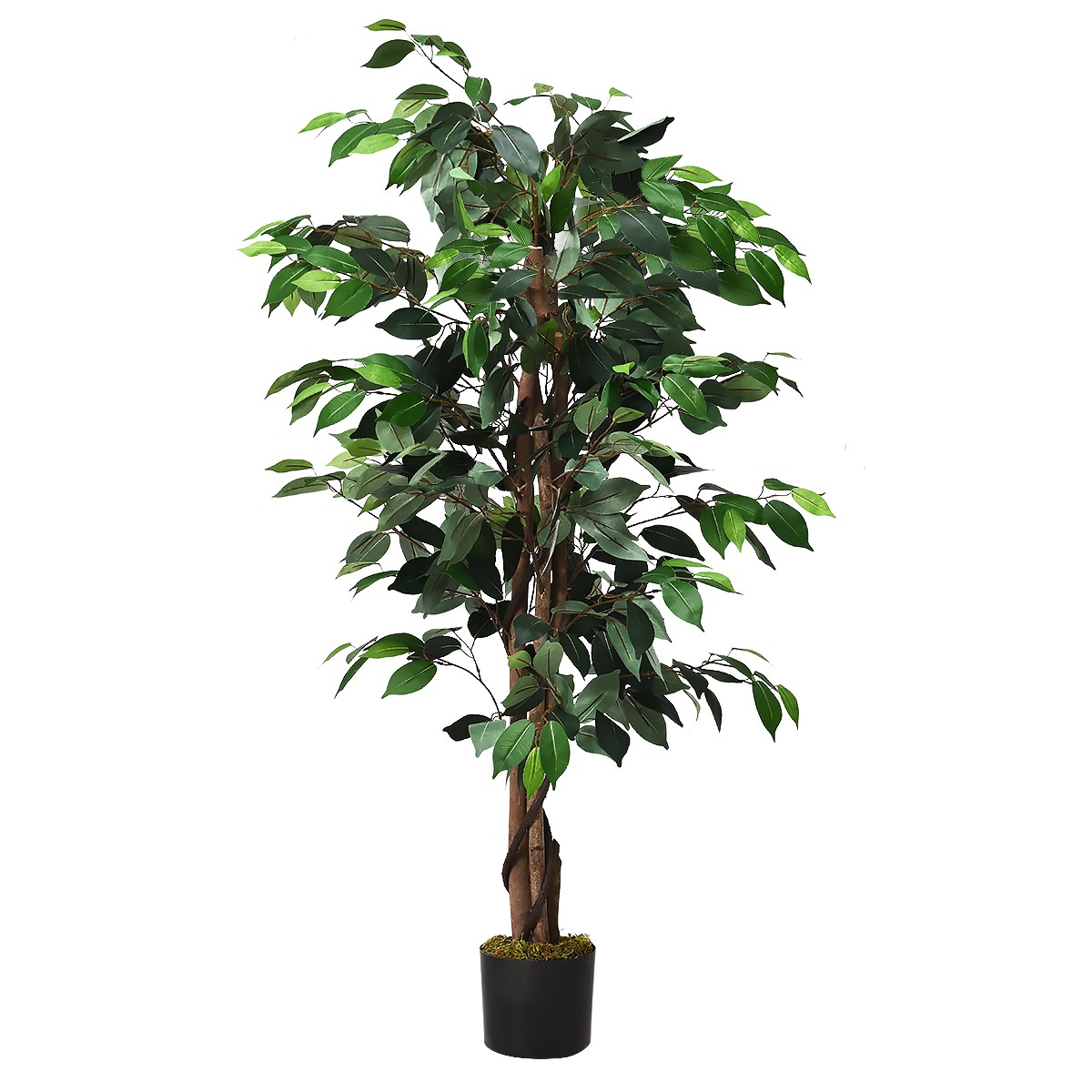 4 Feet Artificial Ficus Silk Tree Living Room Decoration Wood Trunks Green