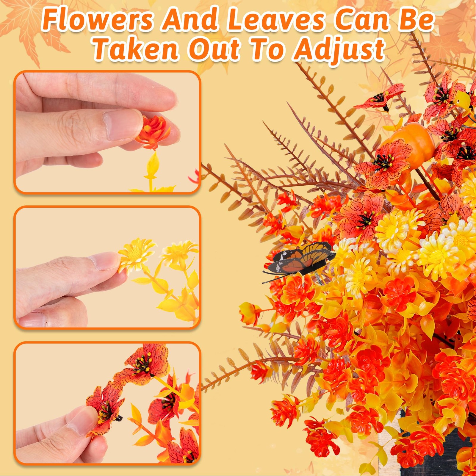 30PCS Fall Artificial Fake Flowers Plants Outdoor – Faux Thanksgiving Decorat…