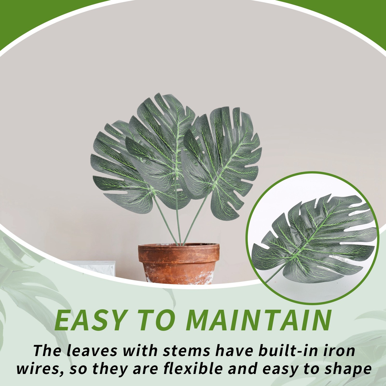 3X(88 Pieces Palm Jungle Leaves 8 Kinds Faux Tropical Monstera Leaves with6542